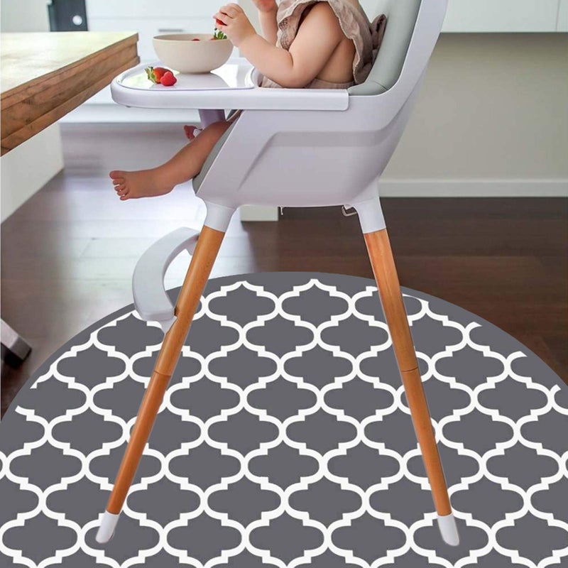 CLCROBD Round Splat Mat for Under High Chair/Arts/Crafts by CLCROBD, 53" Baby Anti-Slip Food Splash and Spill Mat for Eating Mess, Waterproof Floor Protector and Table Cloth (Round Lattice) - Image 3